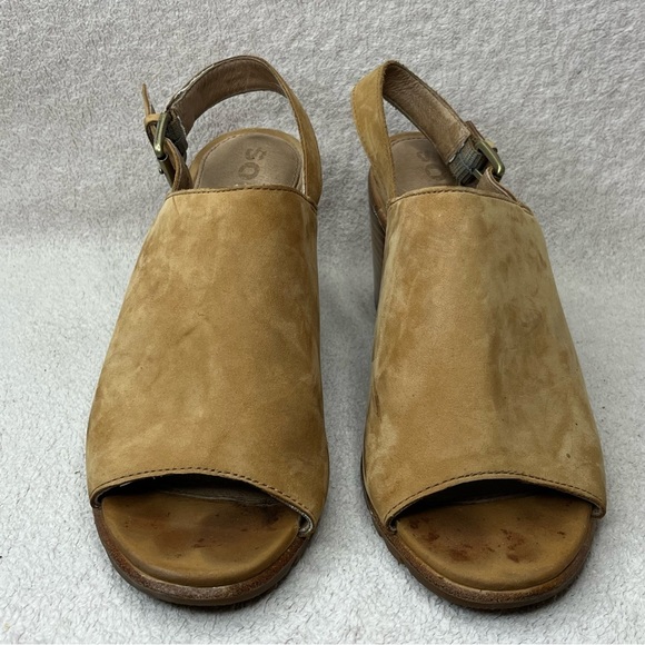 Sorel Nadia Block Heel Open Toe Slingback Mules-Tan Nubuck-Women’s 10-Classic - Picture 7 of 13